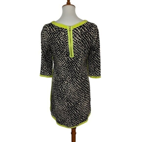 Alice Trixie Silk Midi Dress Small Black White Print Designer Party - Picture 4 of 6